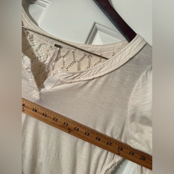 FREE PEOPLE Small 100% Cotton Romantic Long Sleeve Vanilla T Lace Crochet Sheer - Picture 11 of 11